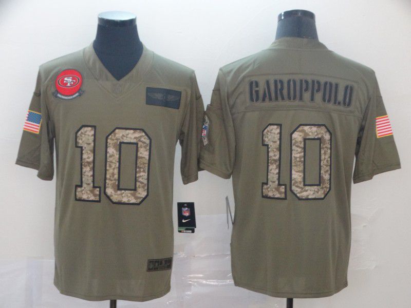 Men San Francisco 49ers 10 Garoppolo Camo Nike Olive Salute To Service Limited NFL Jersey